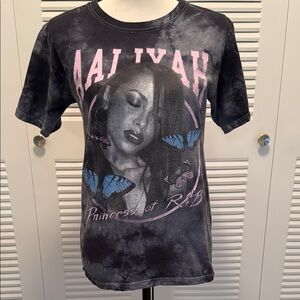 Aaliyah Charcoal Grey Tie Dye Graphic Tee Size Small